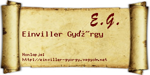Einviller György névjegykártya